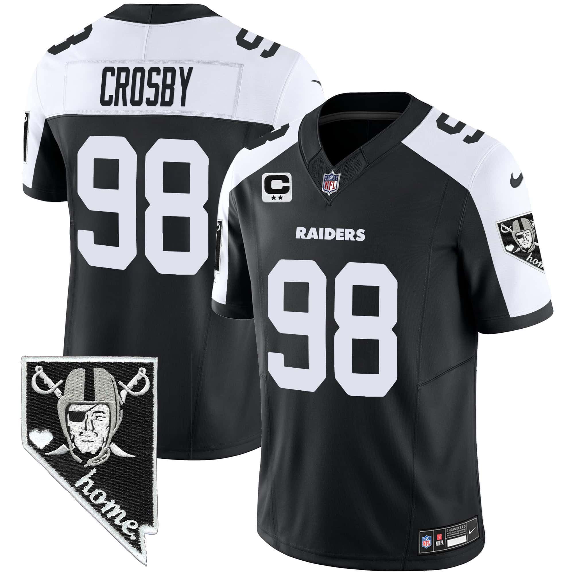 Men Oakland Raiders #98 Crosby Black 2024 Nike Nevada Home Patch Vapor NFL Jersey